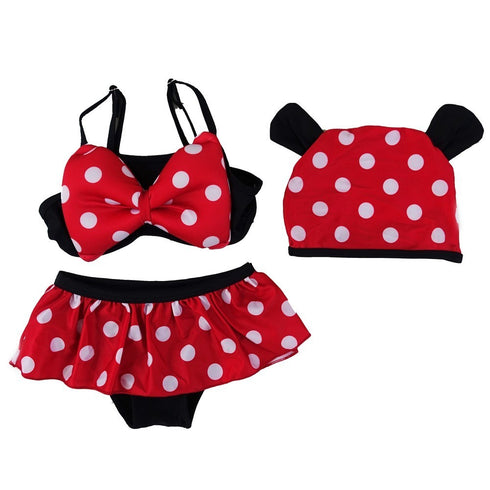 Little Girls Black Red Polka Dot Mickey Hat Bikini Swimsuit 2T-7 - SophiasStyle.com